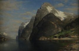 Rose, Karl Julius (1828-1911) - Fjordlandschaft, Öl auf Leinwand, signiert, ortsbezeichnet und dati