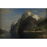 Rose, Karl Julius (1828-1911) - Fjordlandschaft, Öl auf Leinwand, signiert, ortsbezeichnet und dati