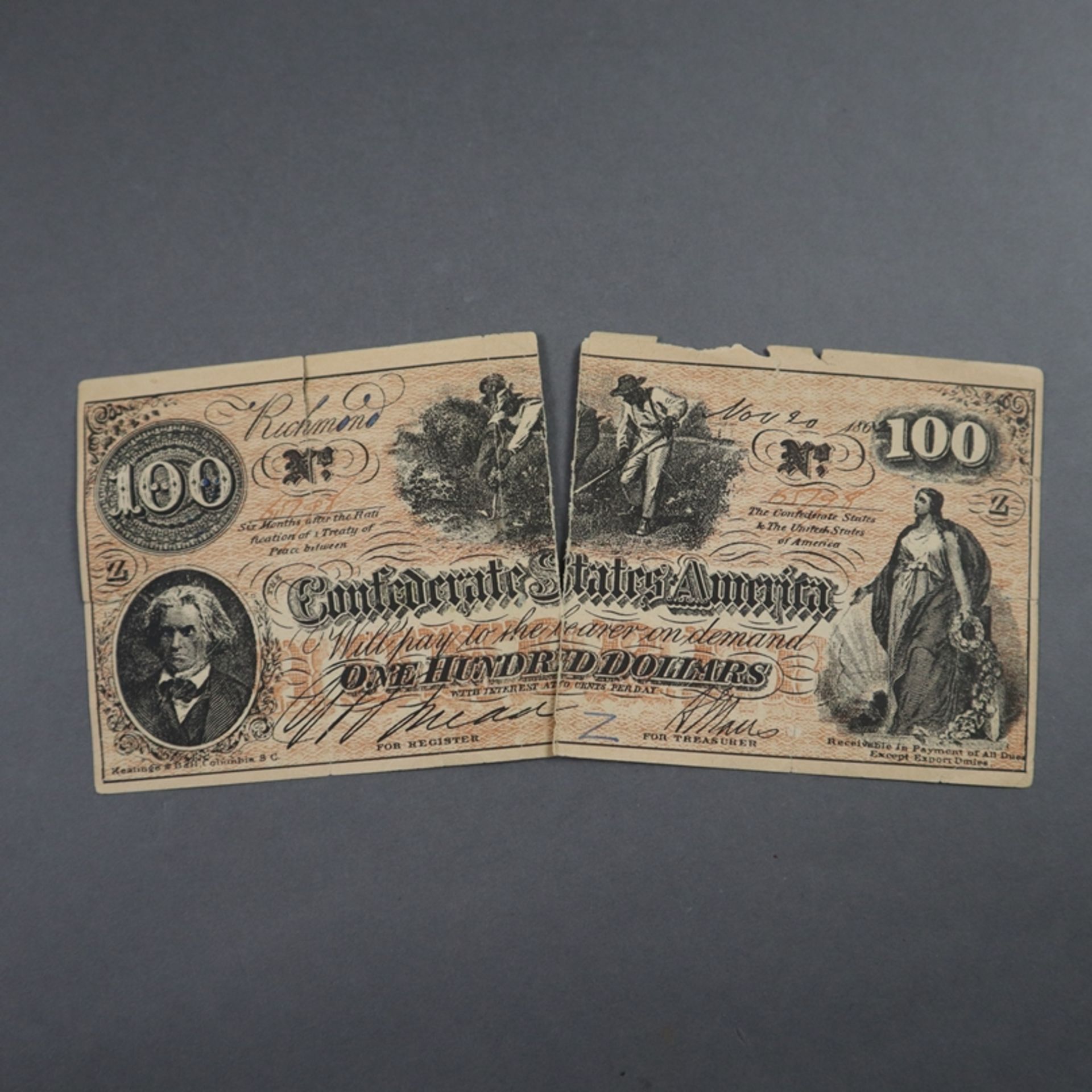 Konvolut von 8 CSD-Souvenirbanknoten-8 Repliken der Währung von den Konföderierten Staaten von Ameri - Bild 6 aus 6