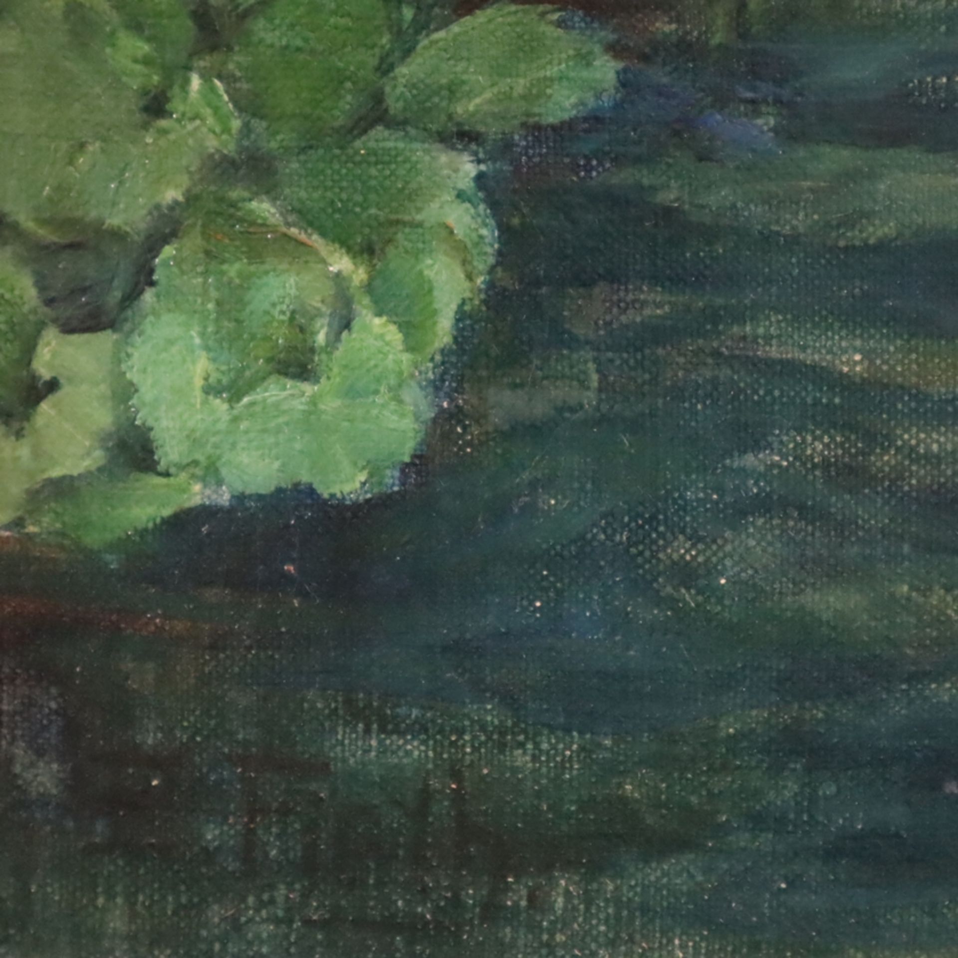 Fieth, E. -1.Hälfte 20.Jh. - Blick auf einen Flusslauf mit üppiger Vegetation, Öl auf Leinwand, lin - Bild 8 aus 9