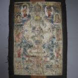 Thangka mit mittiger Darstellung des Sahasrabhuja-Avalokiteshvara - Tibet, polychrome Pigmente auf