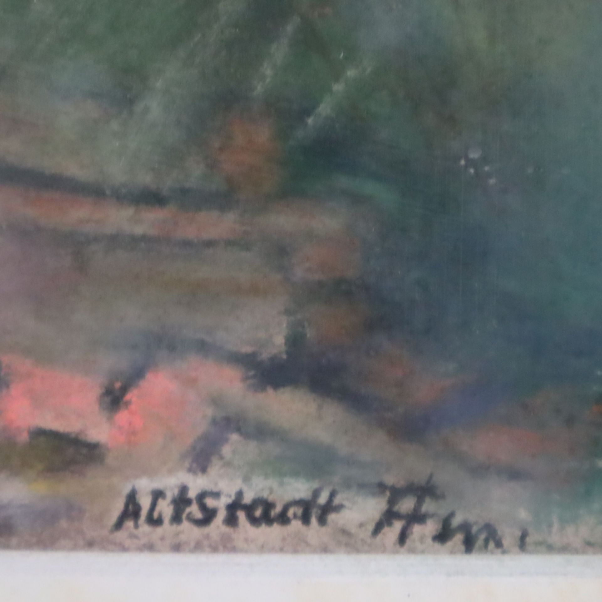 Raab, Wilhelm (1907 - 1989) - „Altstadt Ffm“, Pastellkreide, unten signiert, datiert 1945 und veror - Image 7 of 8