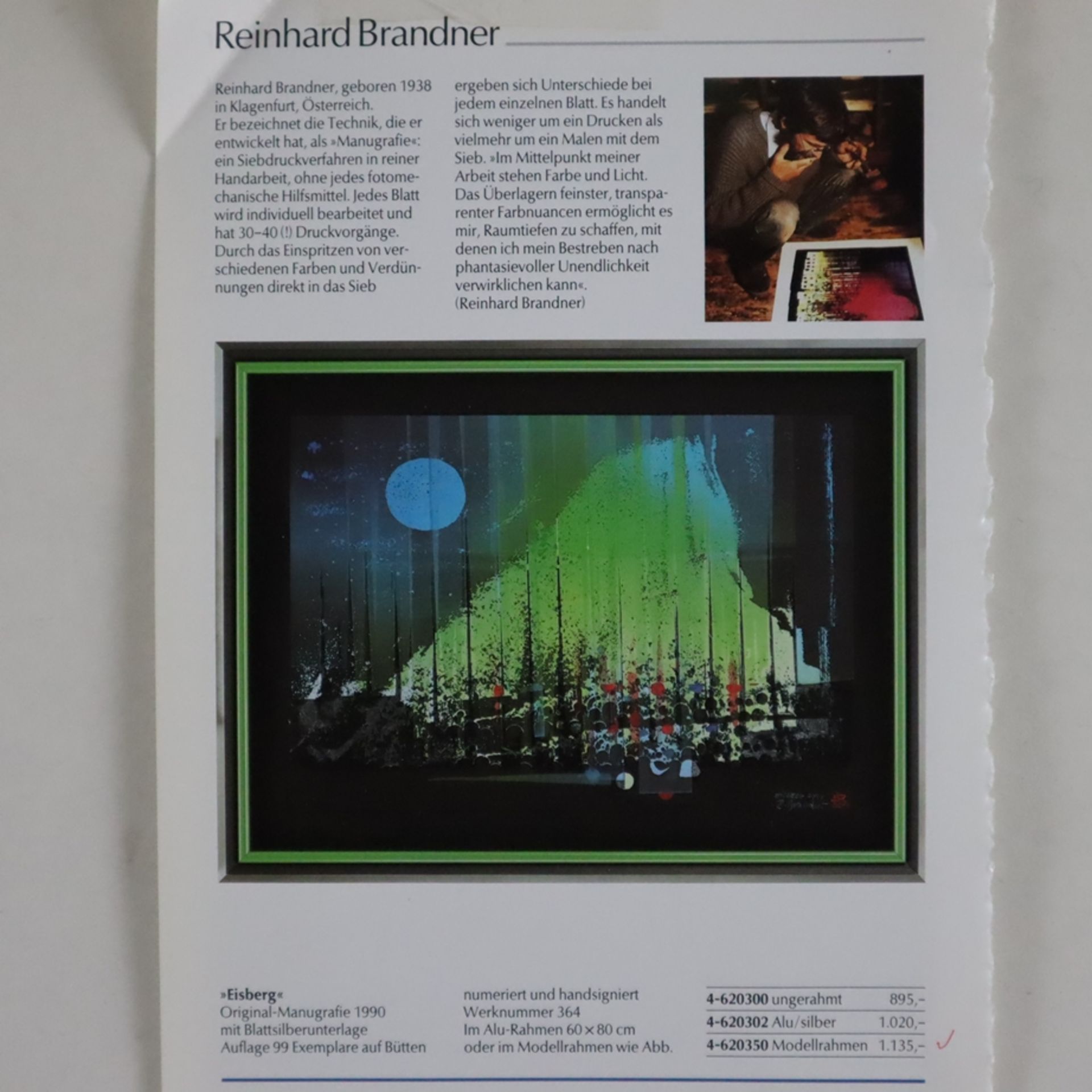 Brander, Reinhard (*1938) - "Eisberg", 1990, Original-Manugrafie (Siebdruck von Hand) mit Blattsilb - Bild 8 aus 8