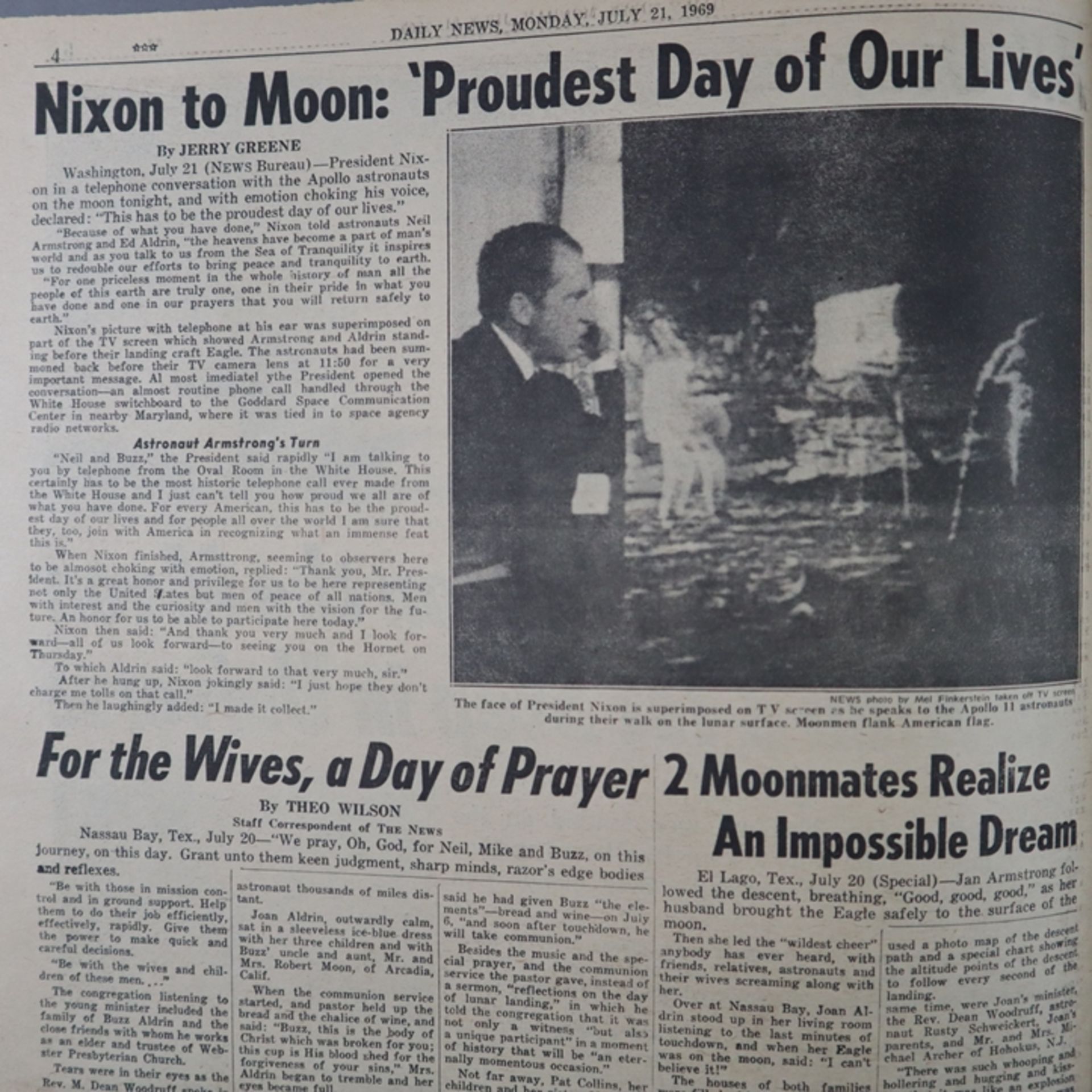 Original-Zeitung DAILY NEWS - N.Y. July 21, 1969 (21.Juli 1969), mit Bericht zur Apollo 11-Mondland - Bild 7 aus 16