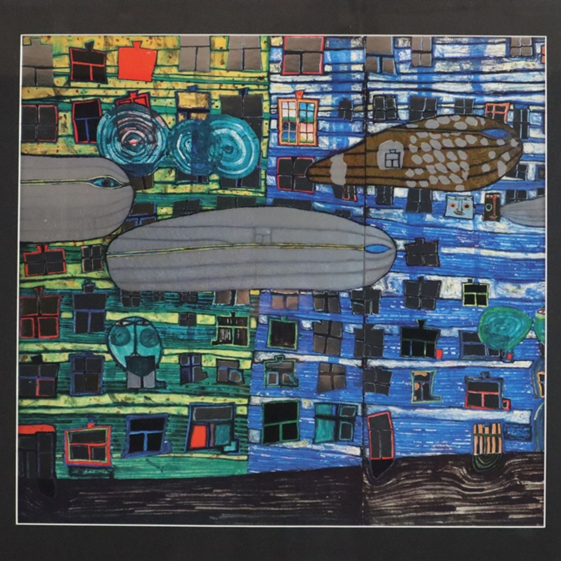 Hundertwasser, Friedensreich (1928-2000) - "Save the Whales" / "Rettet die Wale" (1982), Farboffset