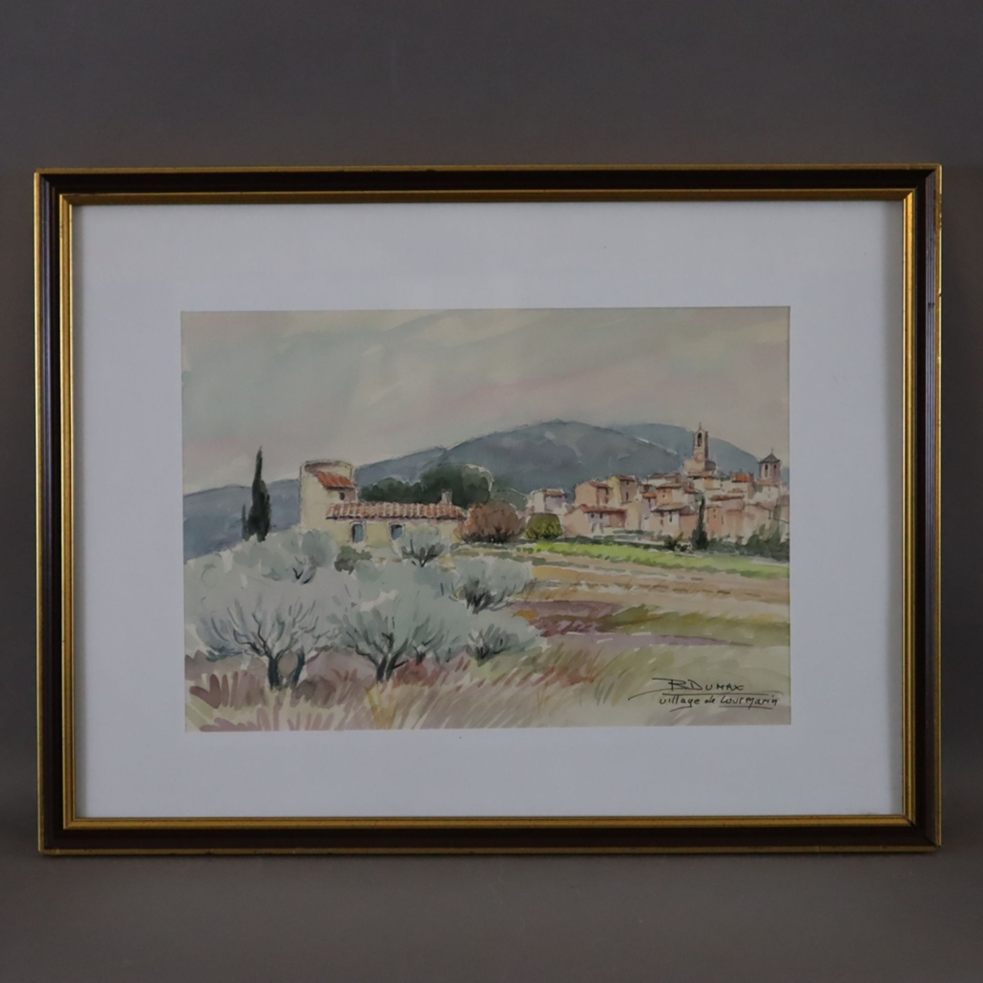 Dumas, R. (20.Jh.) - "Village de Lourmarin", Aquarell auf Papier, unten rechts signiert und ortsbez - Bild 2 aus 5