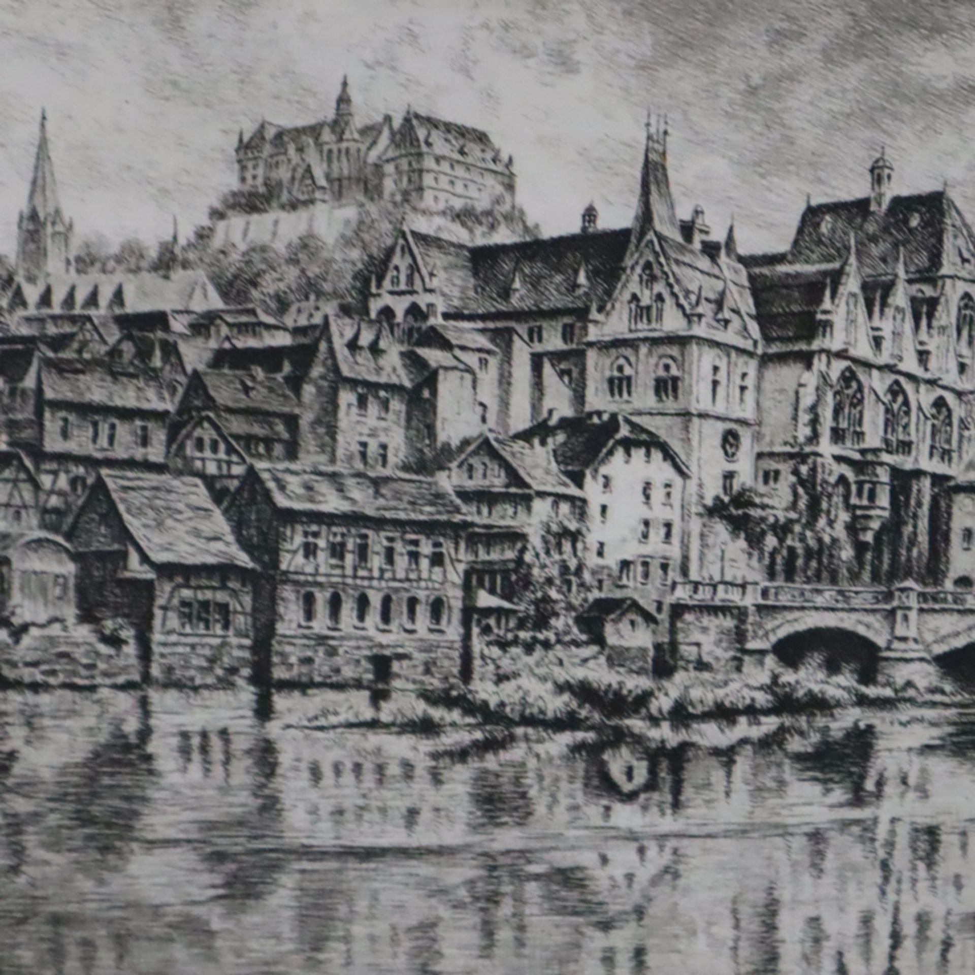 Jensen, Alfred (1859 Randers/Dän. - Hamburg 1935) - "Marburg", Radierung auf Papier, rechts unten h - Bild 4 aus 6