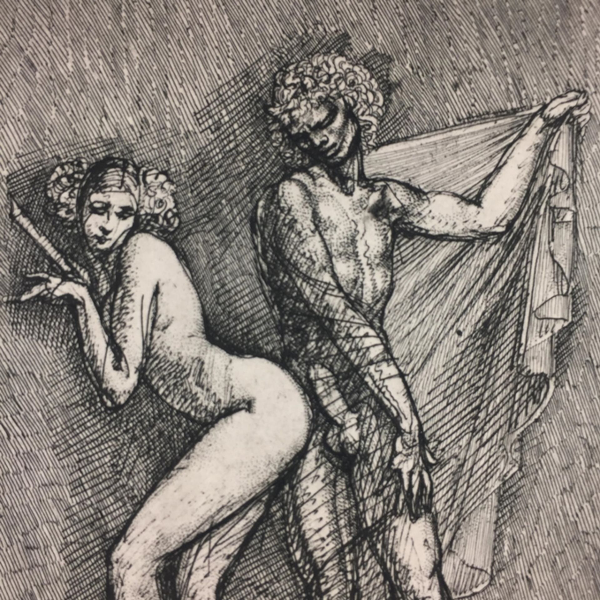 Fuchs, Prof. Ernst (1930-Wien-2015) - "Satyr und Satyra", Radierung auf aufgewalztem China, 1977, e - Bild 2 aus 2