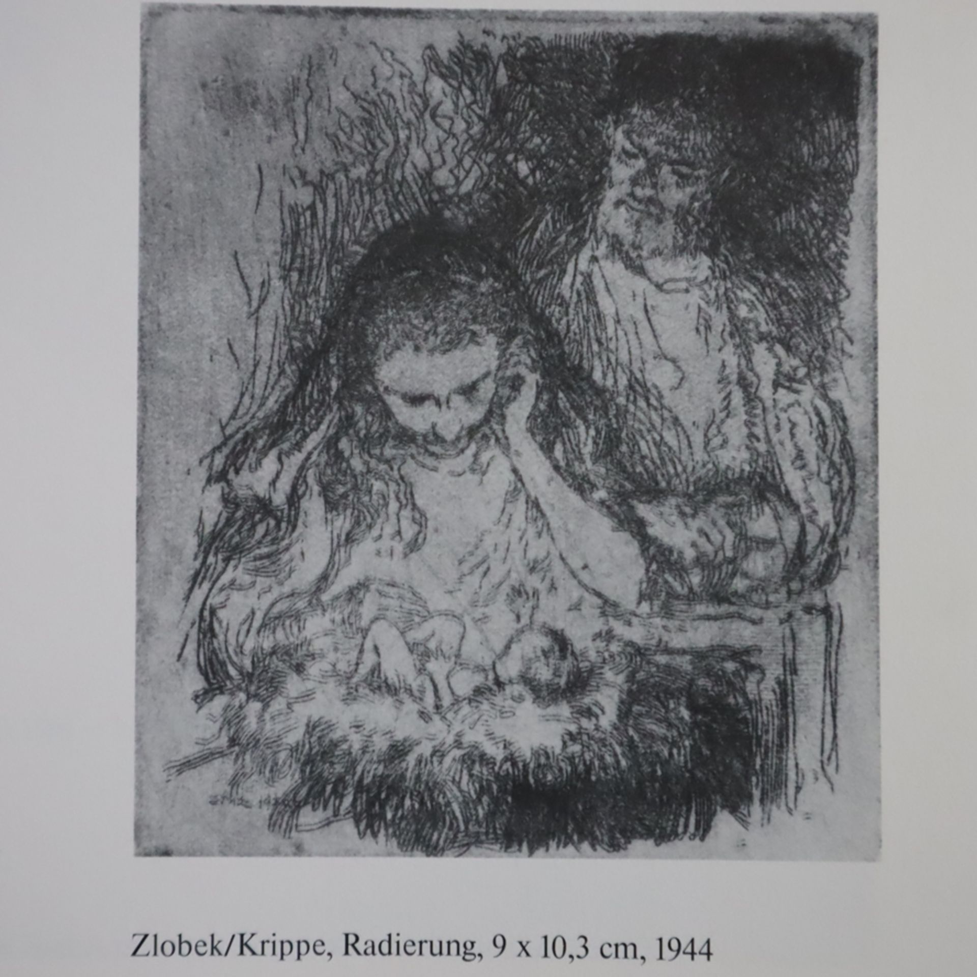 Koscielniak, Mieczyslaw (1912 Kalisz - 1993 Slupsk) - "Zlobek/ Krippe", Radierung, 1944, Plattenmaß - Image 5 of 5