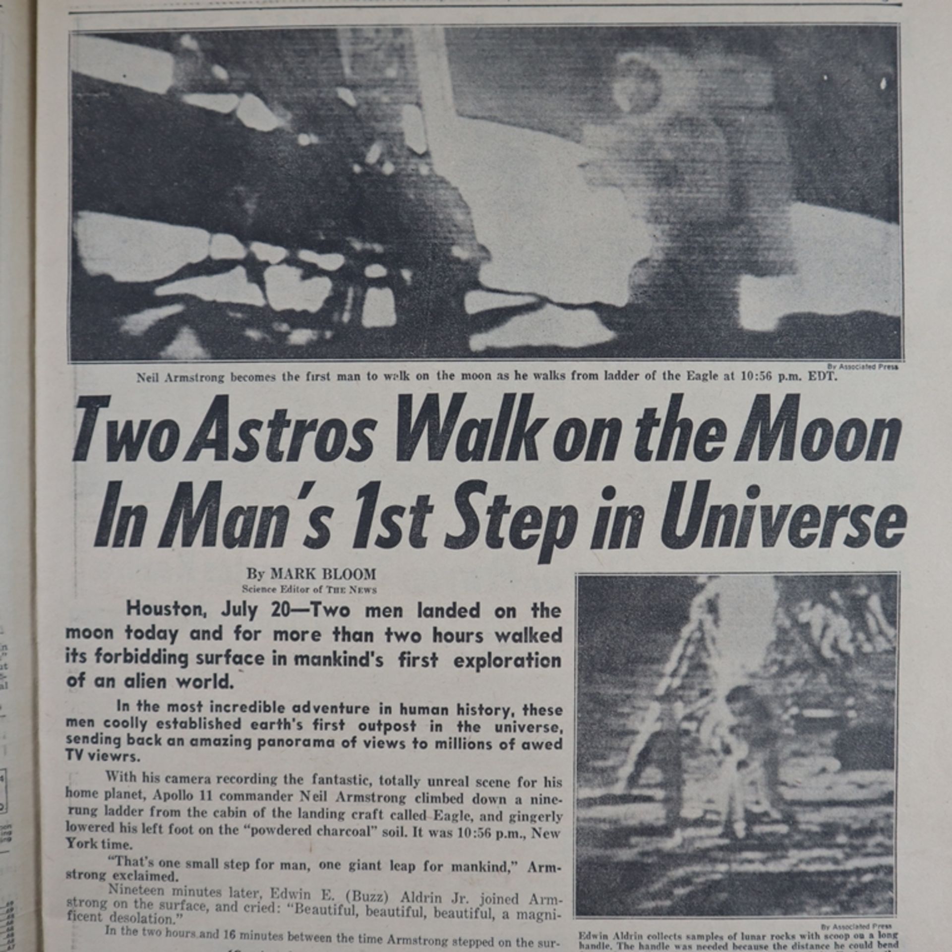 Original-Zeitung DAILY NEWS - N.Y. July 21, 1969 (21.Juli 1969), mit Bericht zur Apollo 11-Mondland - Bild 5 aus 16