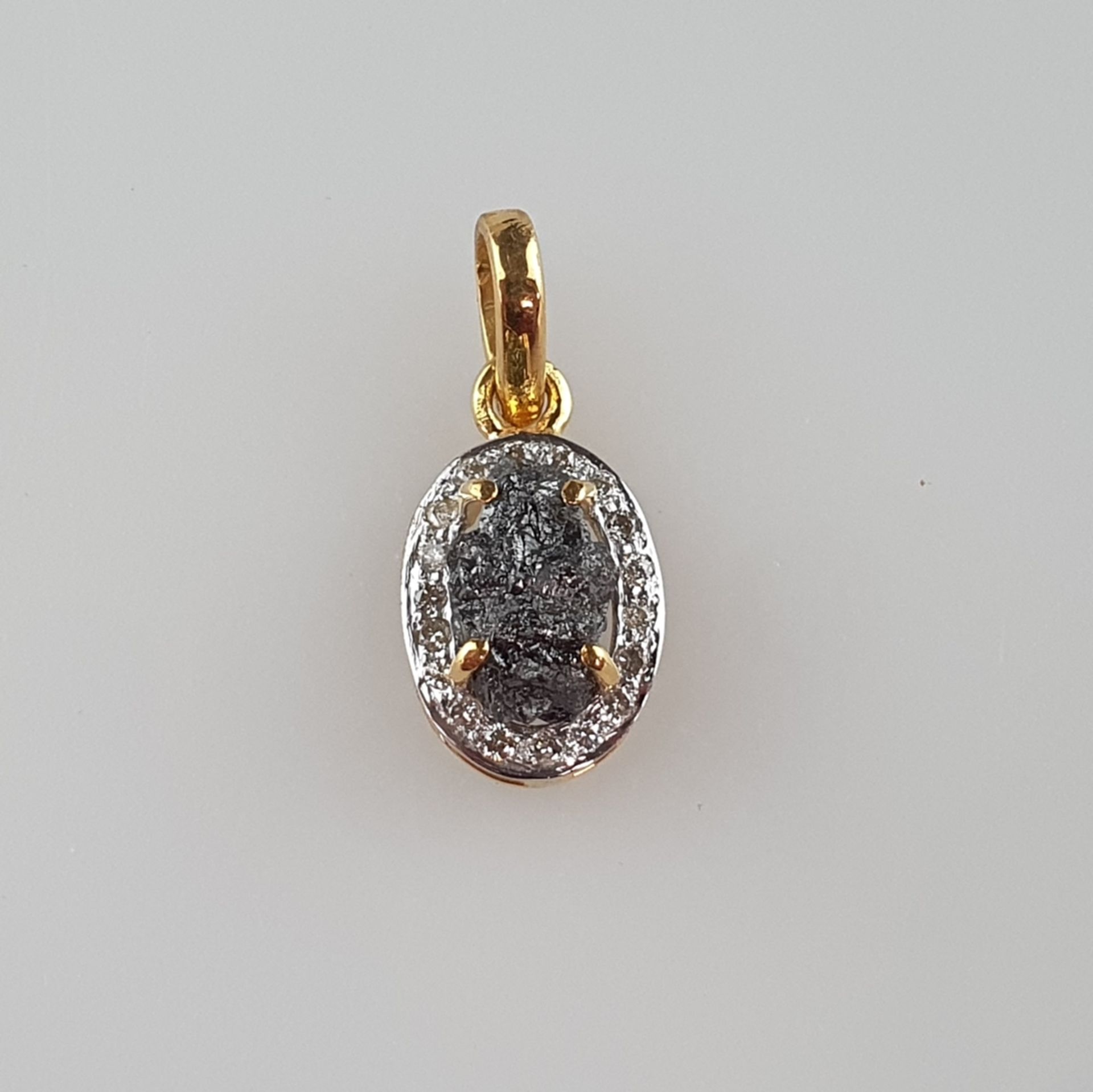 Rohdiamant-Goldanhänger - 14Kt.-Gelbgold 585/000, gestempelt, Gewicht/Farbe Rohdiamant 4,11 ct./bra