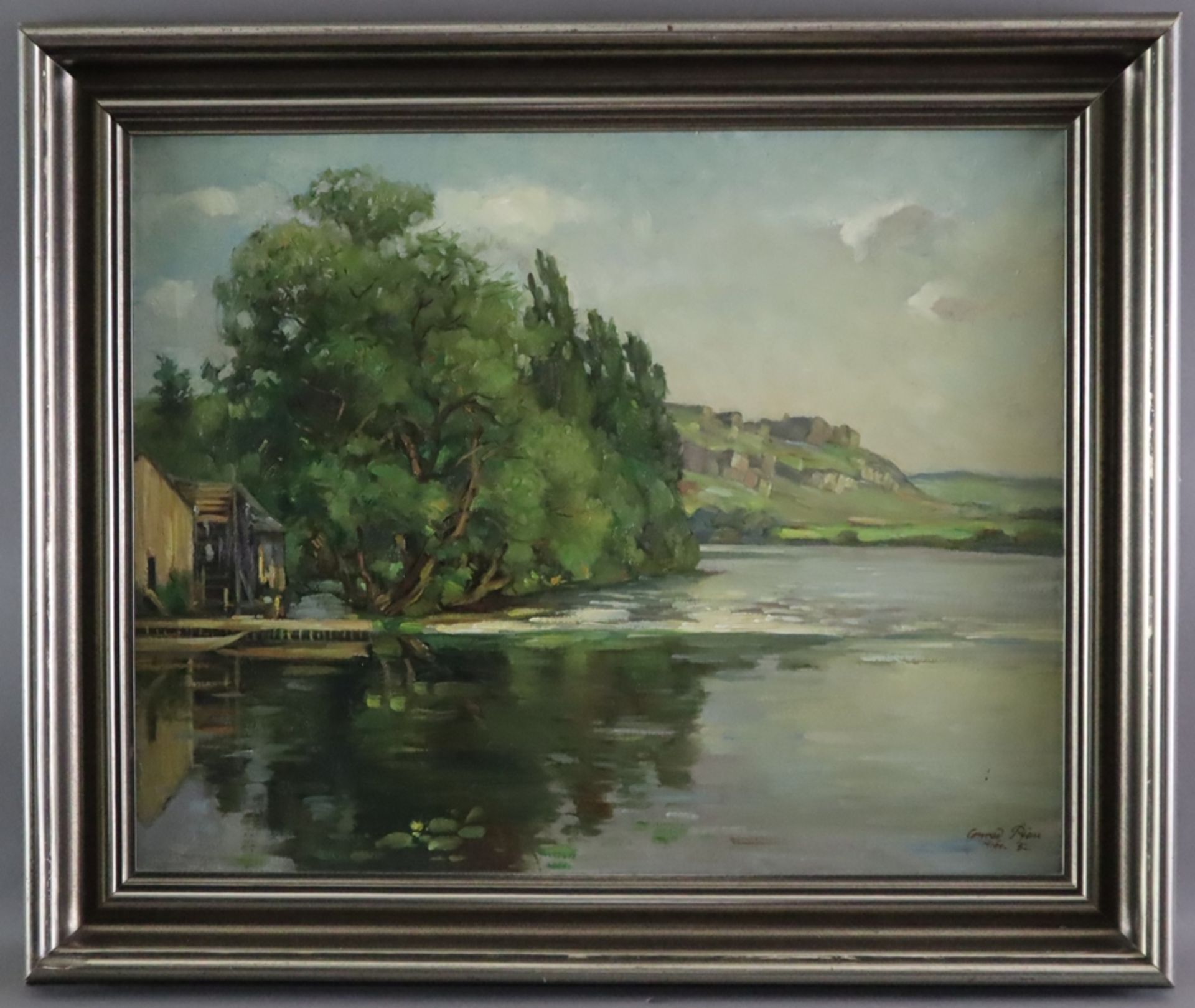 Pfau, Conrad (1885 Bad Wimpfen - München 1954, dt. Maler und Graphiker) - Romantische Flusslandscha - Bild 2 aus 9