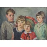 Lippmann, Karl Friedrich (1883 -Offenbach- 1957) - Gruppenportrait von vier Kindern, 1927, Öl auf L