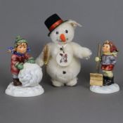 Sammlerset "Winterzauber" mit Steiff-Schneemann - Goebel/Steiff, 1999, Erste Ausgabe, zwei Hummel-F