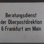 Großes Emailschild "Beratungsdienst der Oberpostdirektion Frankfurt am Main" - gewölbtes Metall, em