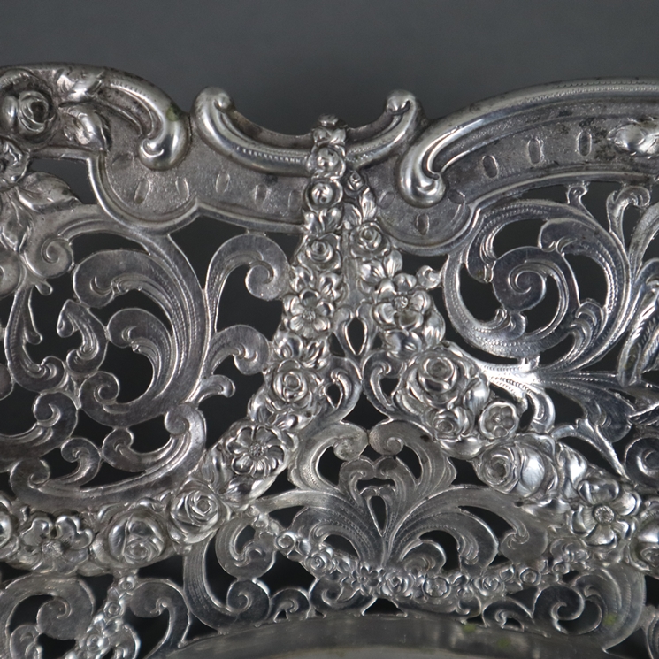 Üppig dekorierte Korbschale - deutsch, Silber 800/000, gestempelt, oval, geschweifte filigran durch - Image 6 of 10