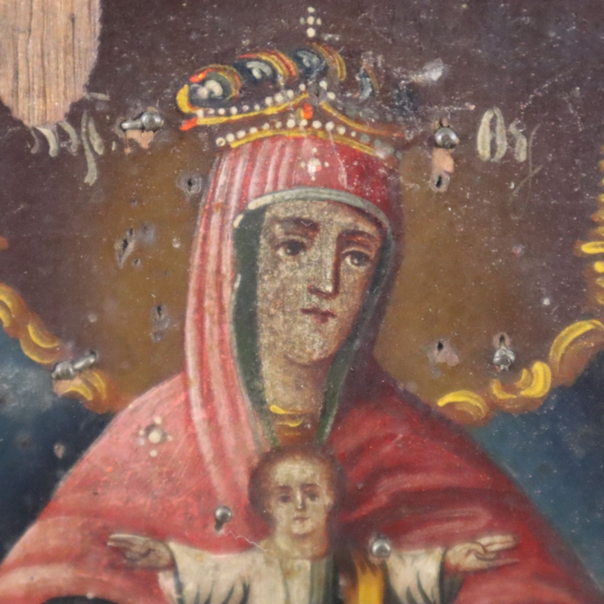 Kleine Ikone der Gottesmutter Petscherskaja (vom Kiewer Höhlenkloster) - wohl Ukraine, 19.Jh./um 19 - Image 4 of 9