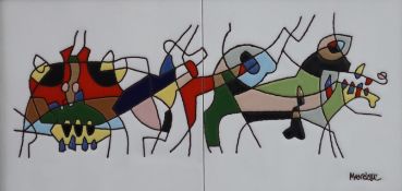 Manrique, César (1919-1992) - "Los peces", Kachelbild, farbig emailliert, in der Platte signiert, z