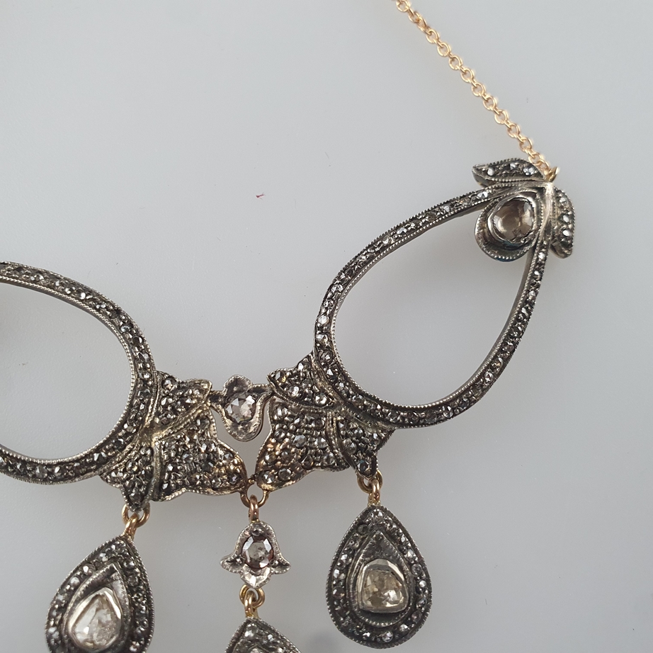 Diamantcollier nach antikem russischem Vorbild - Silber, teils vergoldet, Mittelstück mit floral ve - Image 5 of 7
