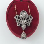 Diamantanhänger nach antikem russischem Vorbild an Kette - Silber, teils vergoldet, Anhänger in vol