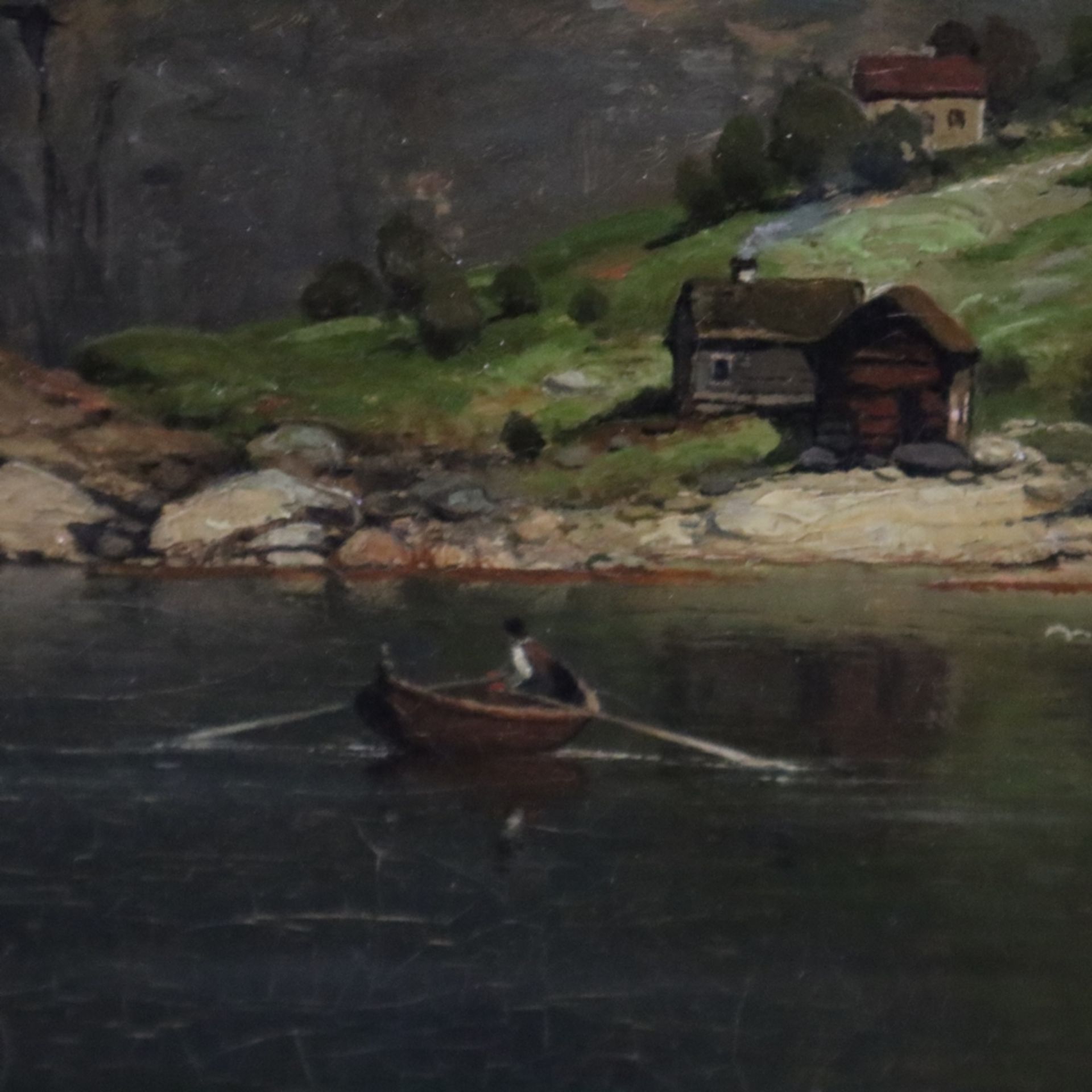 Rose, Karl Julius (1828-1911) - Fjordlandschaft, Öl auf Leinwand, signiert, ortsbezeichnet und dati - Bild 7 aus 10