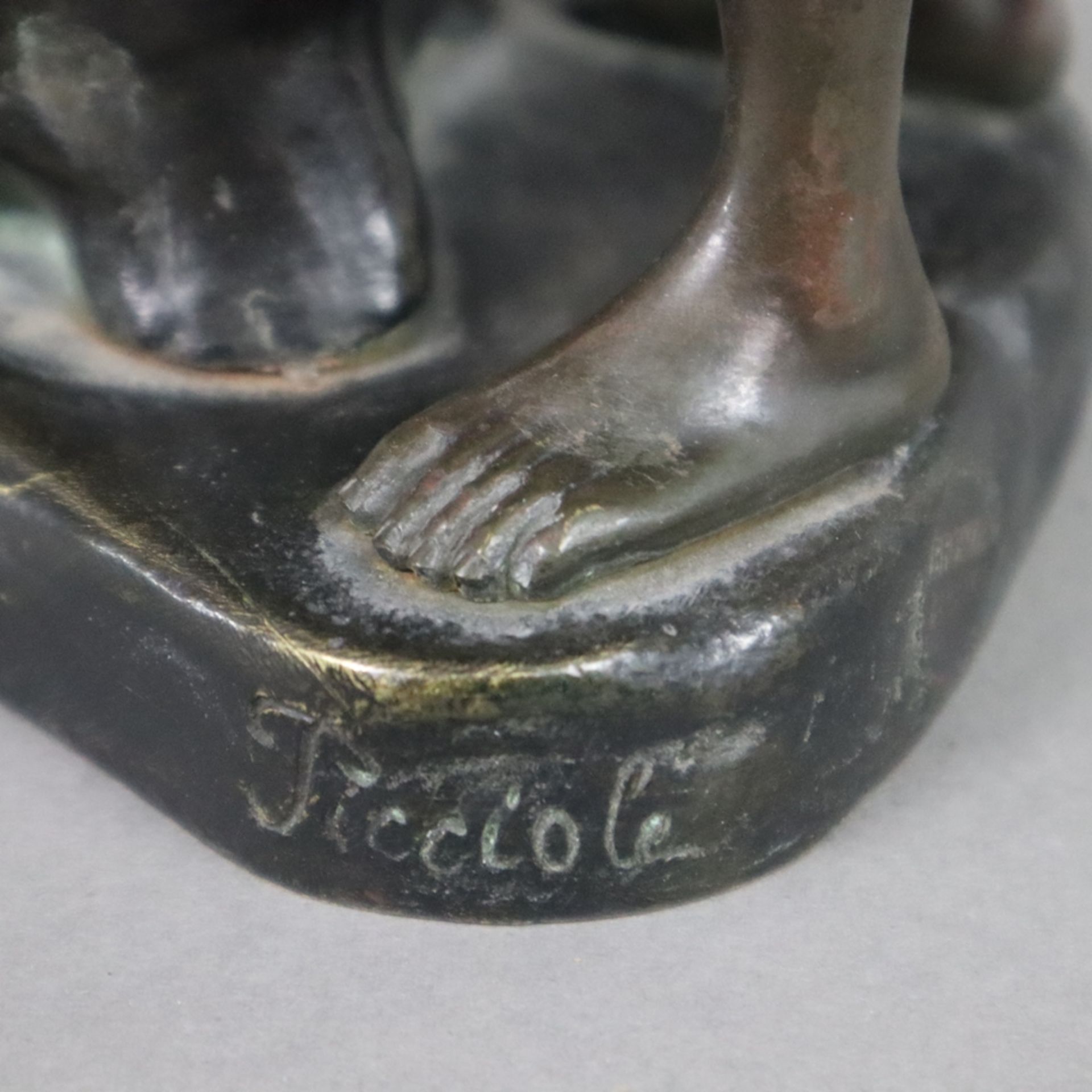 Picciole, N. (XIX / XX) - Schmied bei der Arbeit, Bronze, braun patiniert, männlicher Halbakt mit S - Bild 8 aus 9