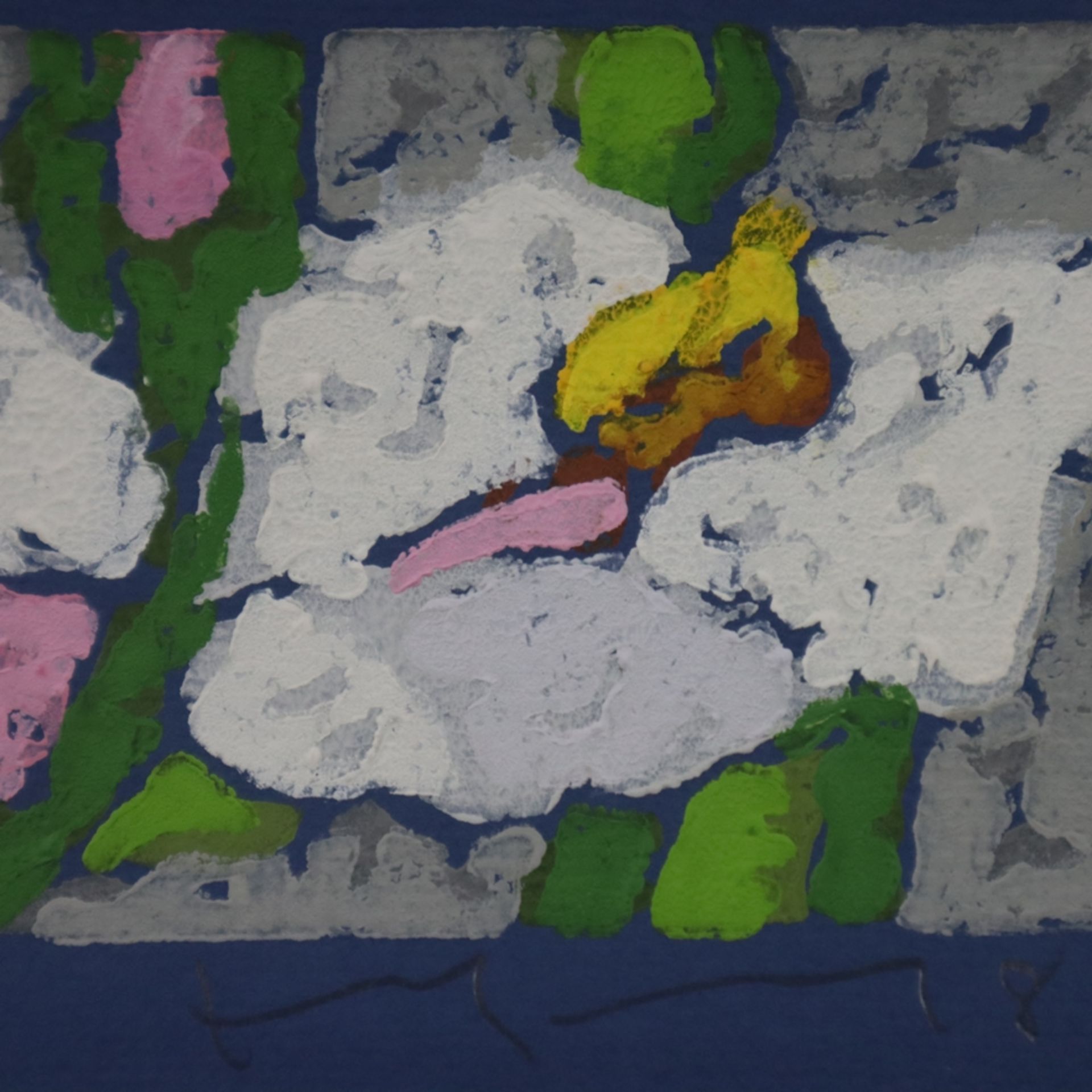 Fußmann, Klaus (*1938 Velbert) - Drei Blumenkompositionen, Farblinolschnitte auf blauem bzw. grünem - Bild 7 aus 8