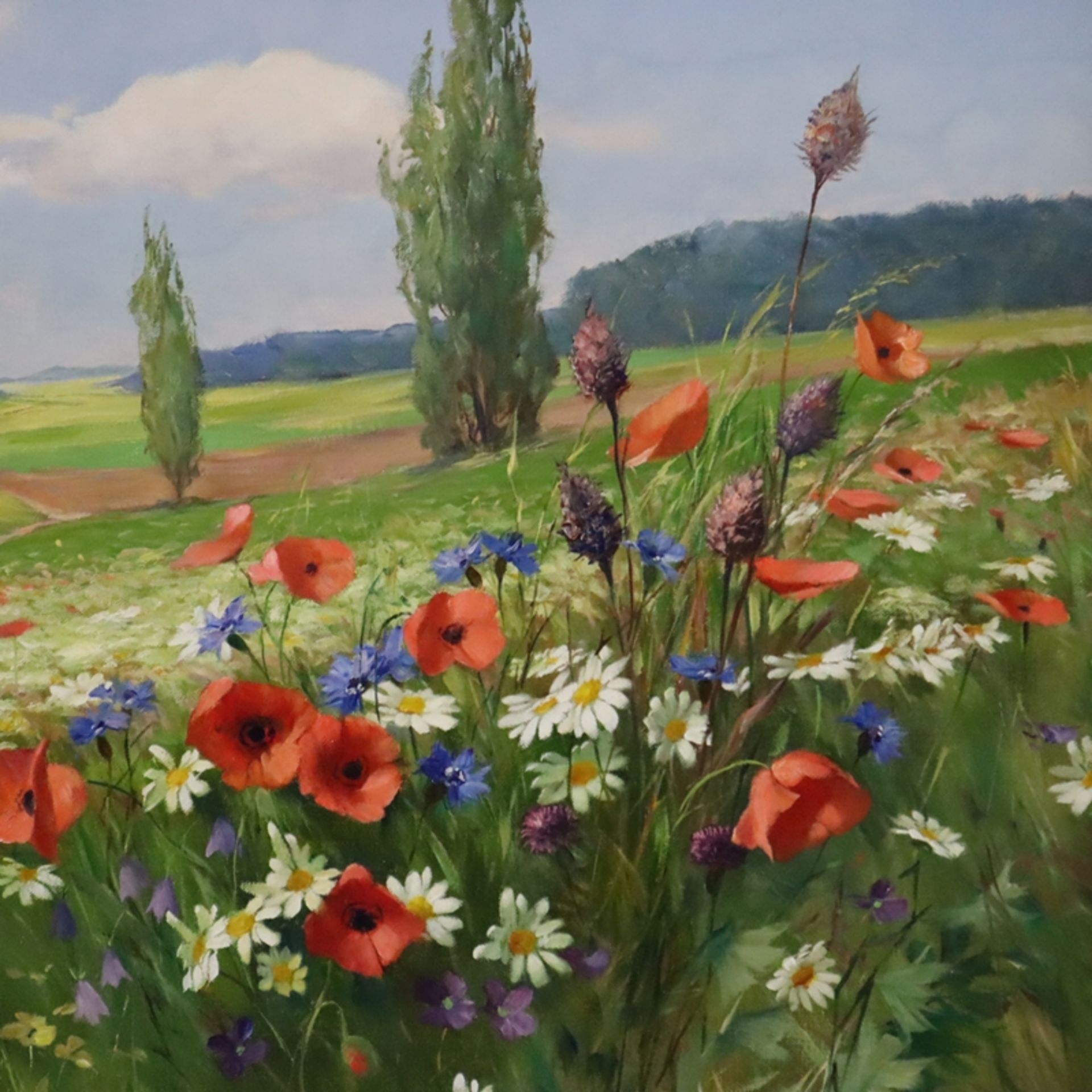 Volkwein, Helmuth Andreas (1920 München-2004) - Blumenwiese, Öl auf Leinwand, unten rechts signiert - Bild 3 aus 7