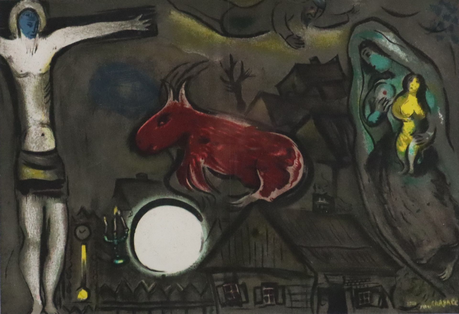 Chagall, Marc (1887 Witebsk - 1985 St. Paul de Vence) - "Kreuzigung", Farblithografie, im Stein sig