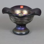 Jugendstil-Vase - Freiherr von Poschinger, dickwandiges irisierendes Glas mit Ätzdekor und Fadenauf