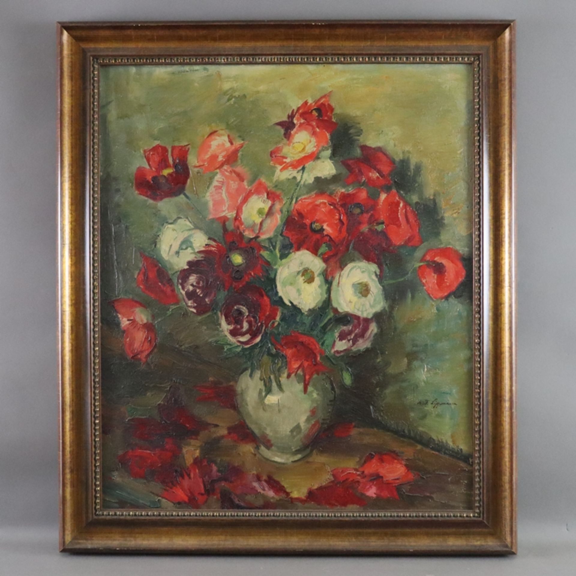 Lippmann, Karl Friedrich (1883 -Offenbach- 1957) - Stillleben mit Blumenstrauß, Öl auf Leinwand, re - Bild 2 aus 9