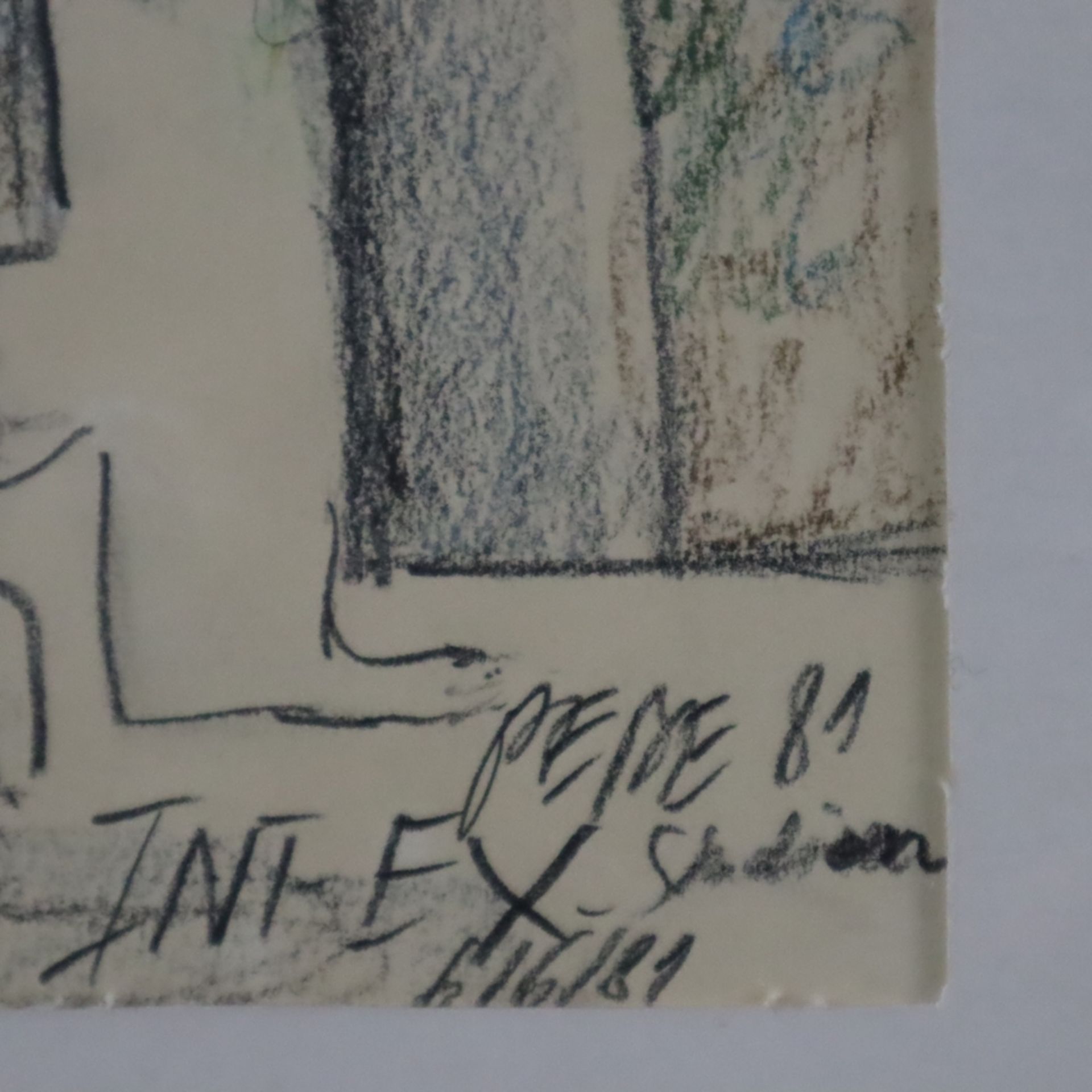 PEBE (Paul Bader, 1928-2019) - "INT-EX", 1981, Pastellkreide auf Papier, unten rechts, signiert und - Bild 5 aus 5