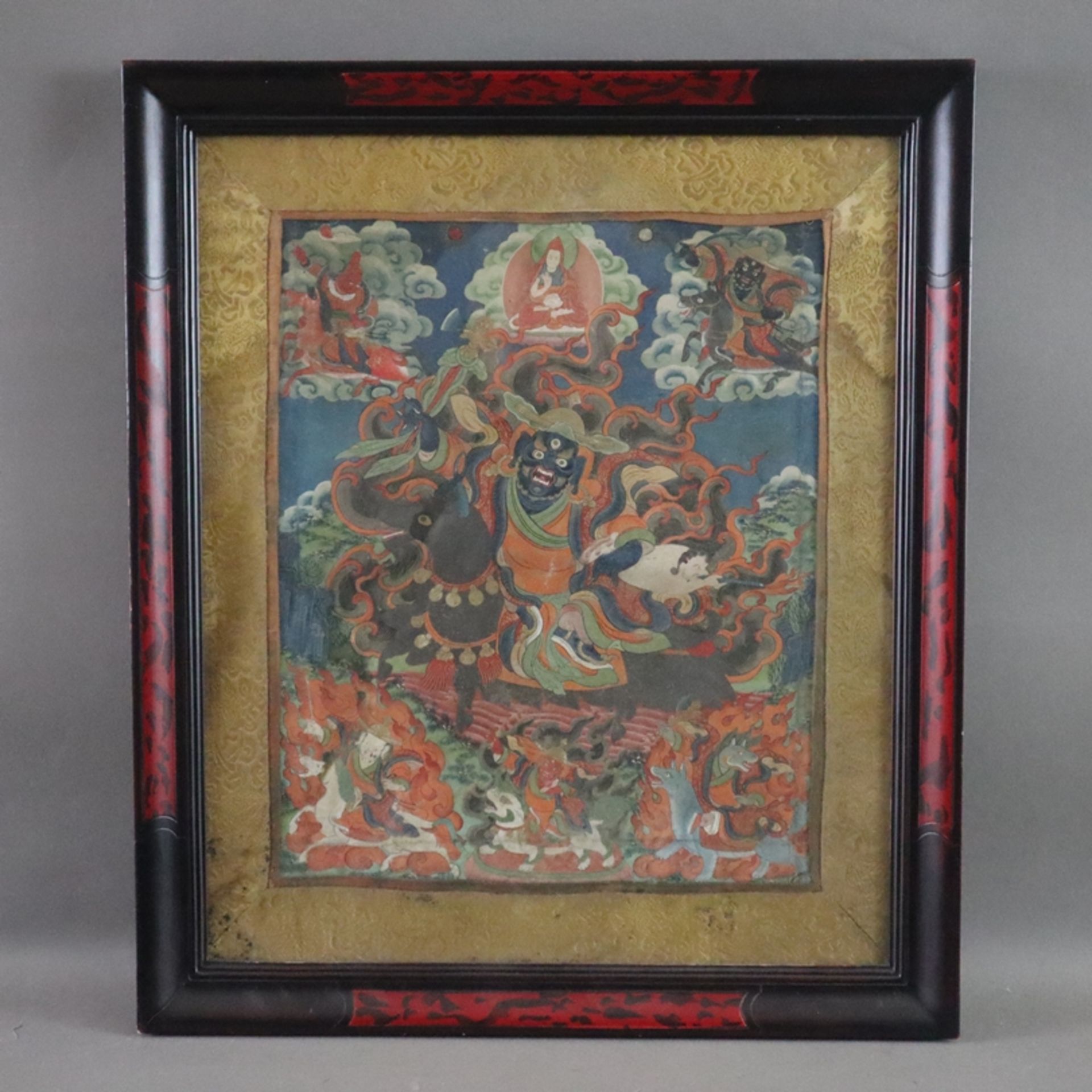 Thangka der Schutzgottheit Shingjachen (Tib. shing bya can) - Tibet 19.Jh., Nyingma und Gelug Tradi - Image 2 of 11