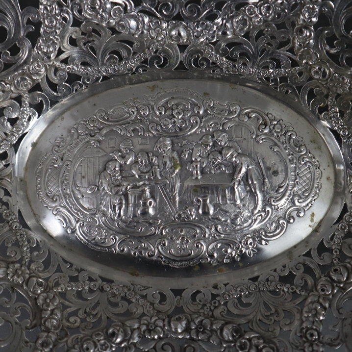 Üppig dekorierte Korbschale - deutsch, Silber 800/000, gestempelt, oval, geschweifte filigran durch - Image 2 of 10