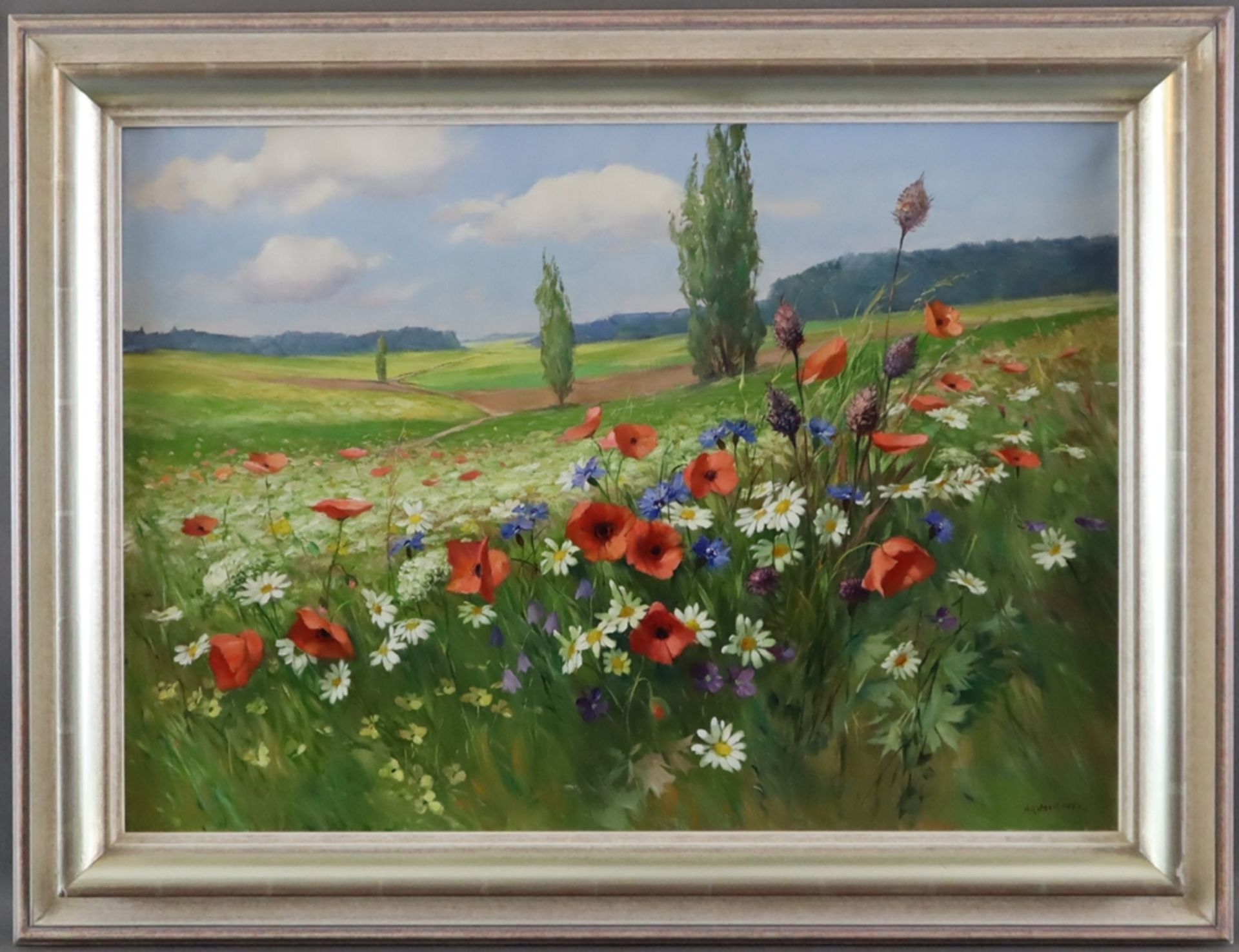 Volkwein, Helmuth Andreas (1920 München-2004) - Blumenwiese, Öl auf Leinwand, unten rechts signiert - Bild 2 aus 7