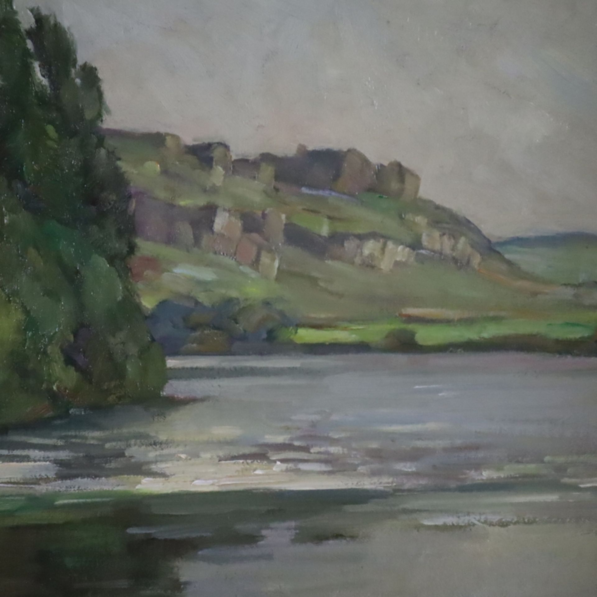 Pfau, Conrad (1885 Bad Wimpfen - München 1954, dt. Maler und Graphiker) - Romantische Flusslandscha - Image 6 of 9