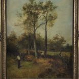 Bates, David (1840 - 1921, engl. Landschaftsmaler) - Holzfäller beim Fällen einer Eiche, Öl auf Lei