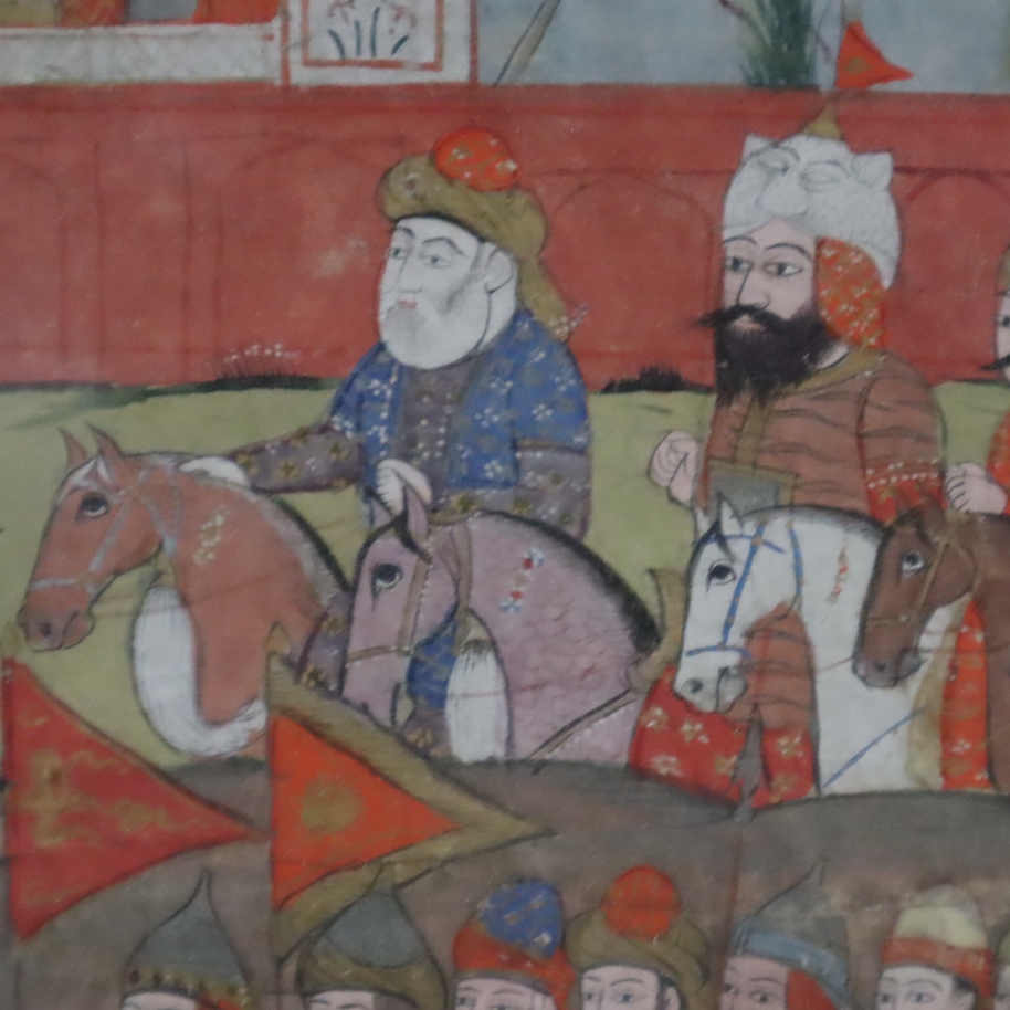 Miniaturmalerei - Persien/Nordindien, 18.Jhdt., Gouache und Gold auf Papier, Darstellung aus dem He - Image 9 of 9