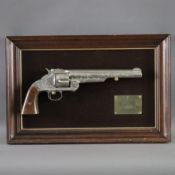 Replik des legendären Wyatt Earp-Revolvers - erwerbsscheinfreie Deko-Replik, Franklin Mint 1982, Ka