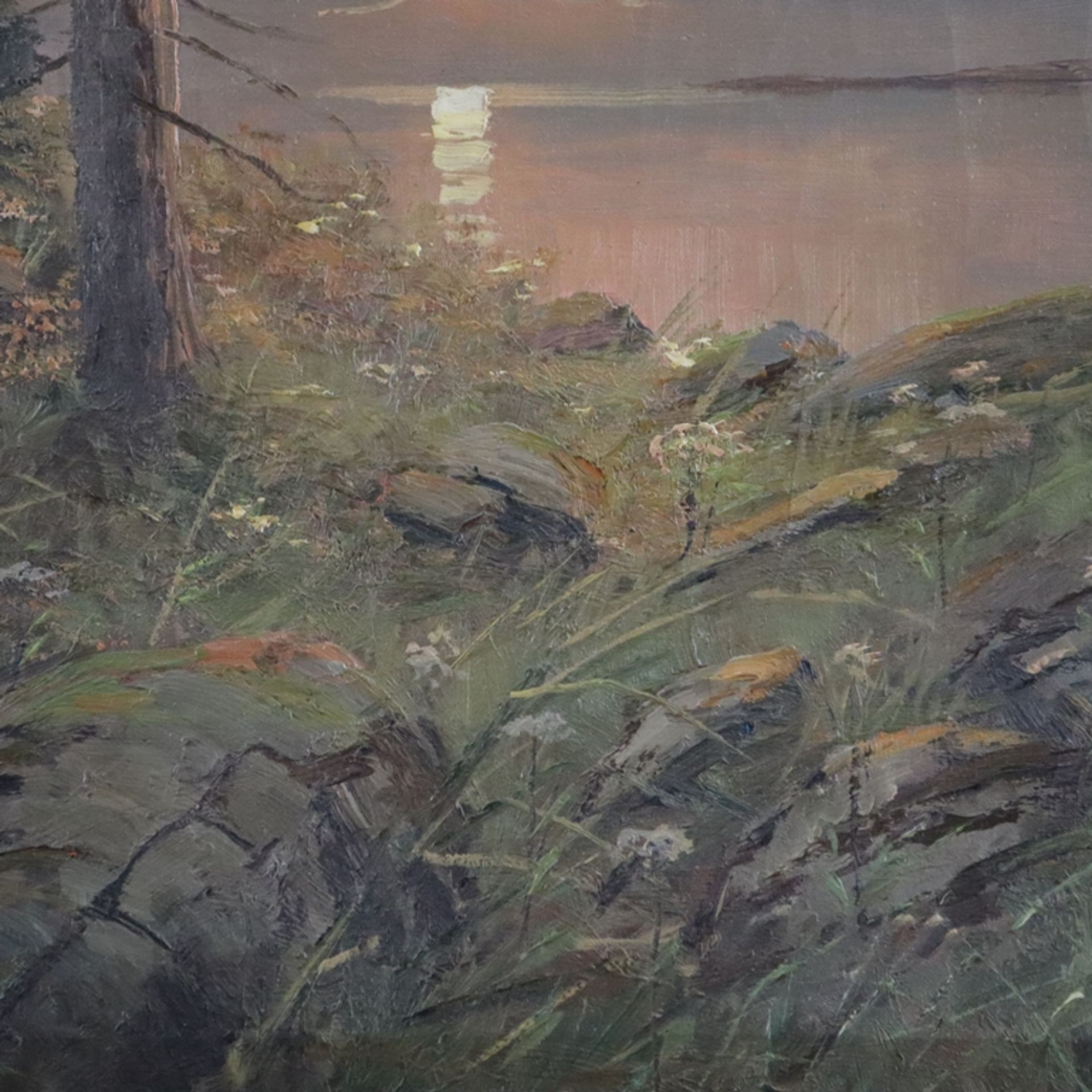 Berthils, Birger (1891-1967) - Küstenlandschaft bei Sonnenuntergang, Öl auf Leinwand, unten rechts - Image 5 of 10