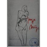 Beuys, Joseph (1921 Krefeld - 1986 Düsseldorf) - Weiblicher Akt, Offsetdruck, handsigniert "Joseph