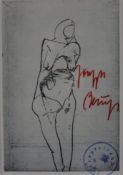 Beuys, Joseph (1921 Krefeld - 1986 Düsseldorf) - Weiblicher Akt, Offsetdruck, handsigniert "Joseph 