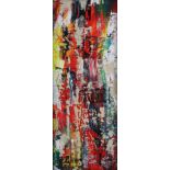 Miller, C. - "Abstraktion VII", Acryl auf Holz, unten links signiert "C. Miller", ca. 78 x 30, schw