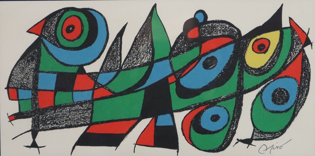 Miró, Joan (1893 Barcelona -1983 Mallorca) - "L`oiseau amoureux", Farblithografie, 1973, in der Pla