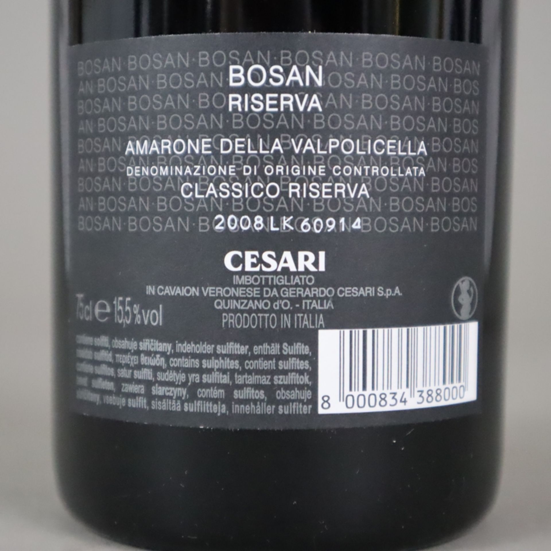 Weinkonvolut - 3 Flaschen, Cesari Amarone Bosan Riserva, Classico Riserva, Jahrgang 2008, 0,7 Liter - Image 4 of 4