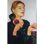 Griesel, Bruno (*1960 Jena) - "Portrait S.", Öl auf Leinwand, 1997, ca. 98 x 67 cm, unsigniert, in