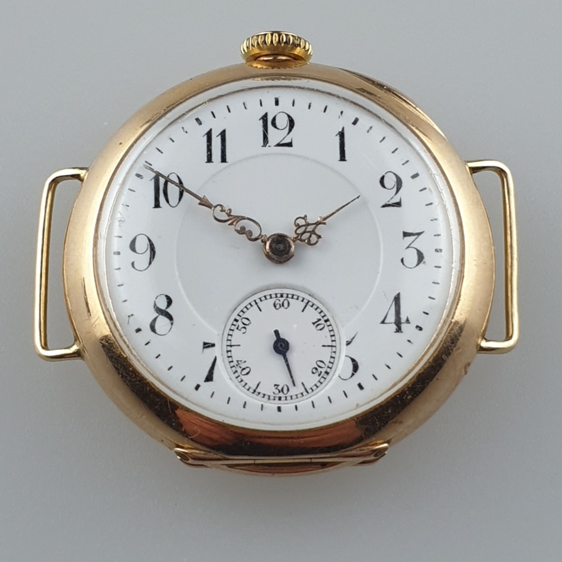 Gold-Taschen-/Armbanduhr - Schweiz, Zenith, Kronenaufzug, Stunde, Minute, kleine Sekunde, weißes Em