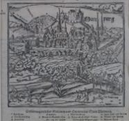 Marburg Ansicht - "Marcpurg", Holzschnitt, Motiv aus "Cosmographia" von Sebastian Münster (1488 Ing