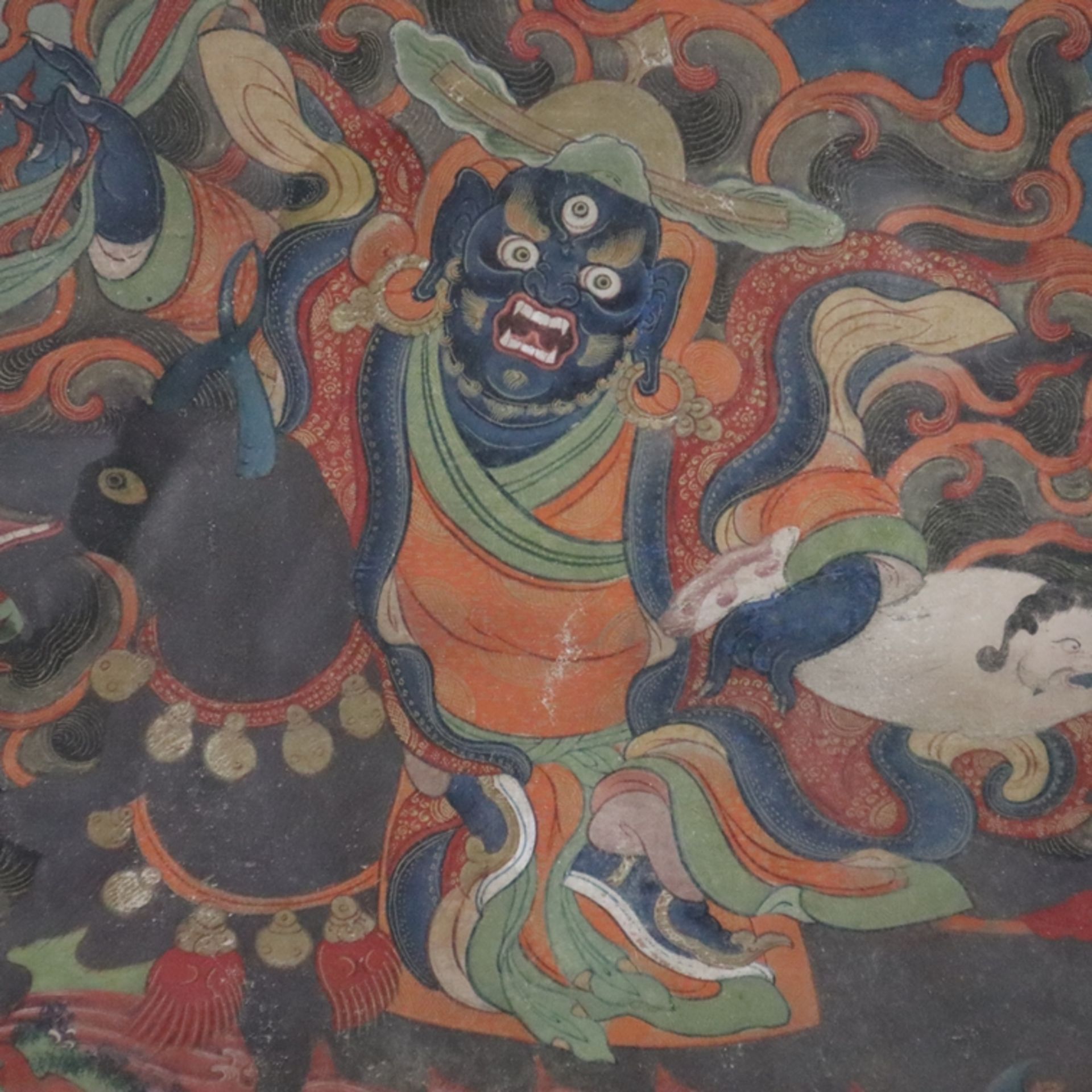 Thangka der Schutzgottheit Shingjachen (Tib. shing bya can) - Tibet 19.Jh., Nyingma und Gelug Tradi - Image 3 of 11