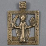 Anhängerikone "Nikolaus von Mozhaisk" - Russland, 19. Jh., Bronze, durchbrochen gearbeiteter Relief